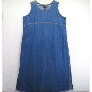 Just Blu Jeans Dress Womens 22W Blue Sleeveless Denim Long Maxi Star Stud Detail